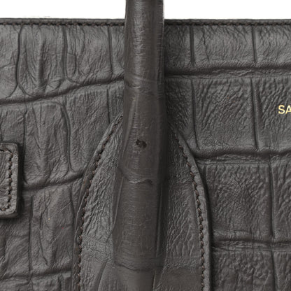 Saint Laurent Calfskin Crocodile Embossed Small Sac De Jour Fog 11 of 12