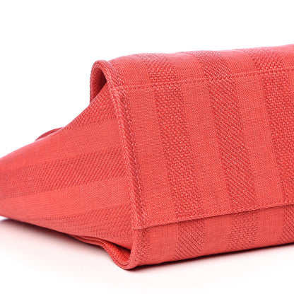 Chanel Straw Raffia Calfskin Striped Large Deauville Tote Red 8 of 11