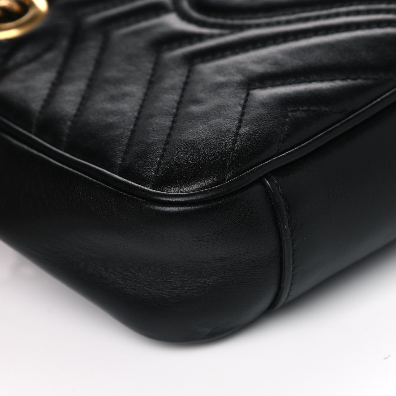 Gucci Calfskin Matelasse Mini GG Marmont Shoulder Bag Black 12 of 17