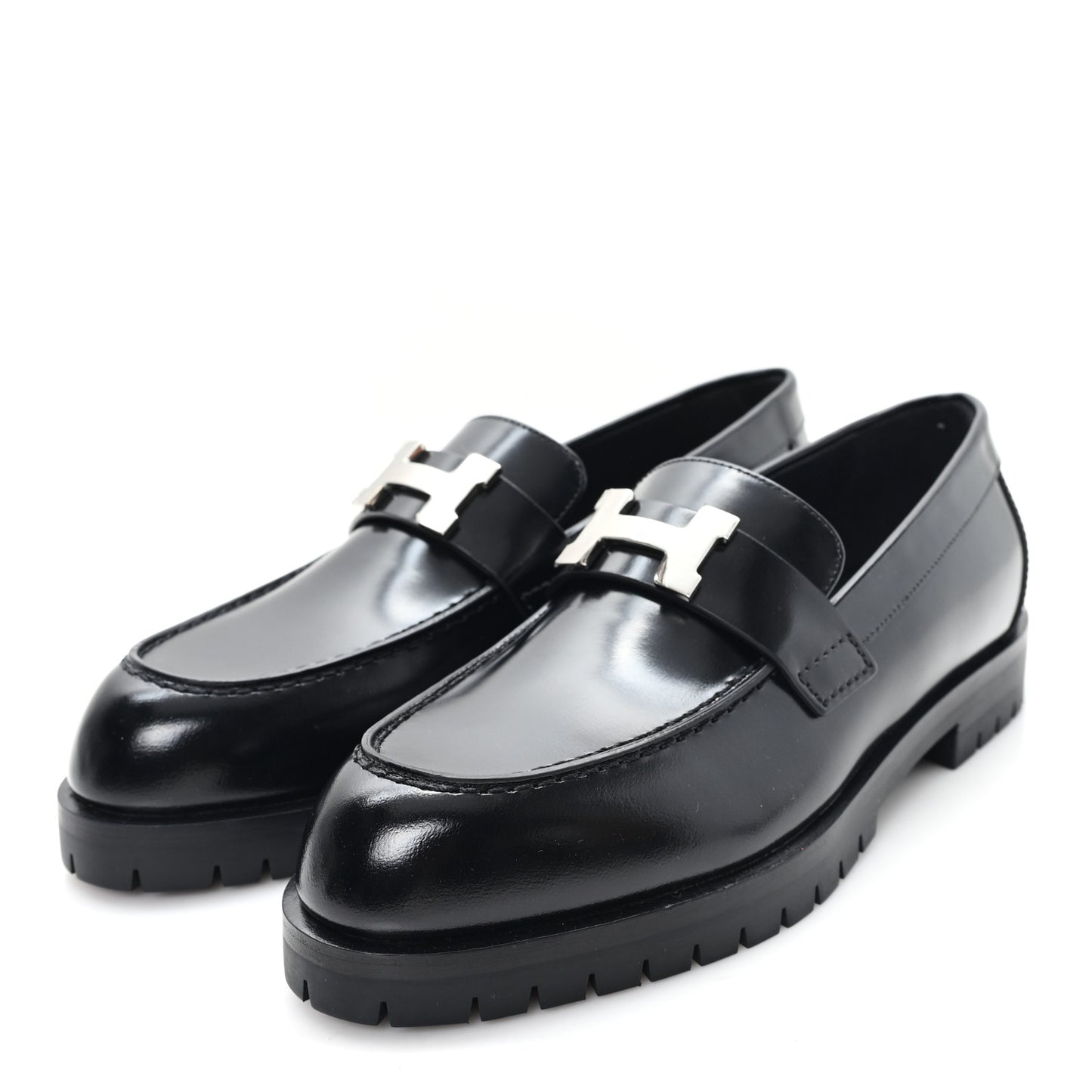 Calfskin Womens Faubourg Loafers 35 Black