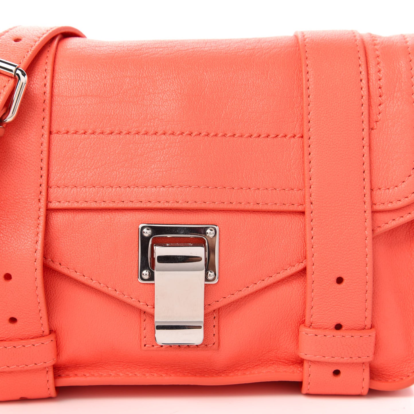 Lambskin PS1 Mini Pouch Messenger Bag Neon Coral