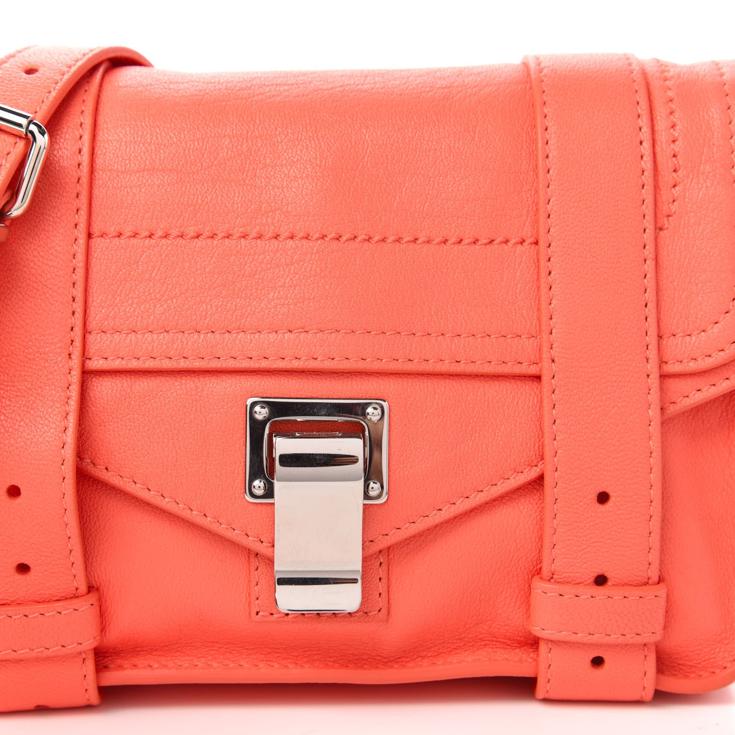 Proenza Schouler Lambskin PS1 Mini Pouch Messenger Bag Neon Coral 9 of 10