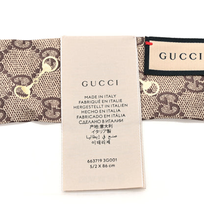 Gucci Silk Twill GG Monogram Gold Horsebity Neck Bow Scarf Flame 4 of 4