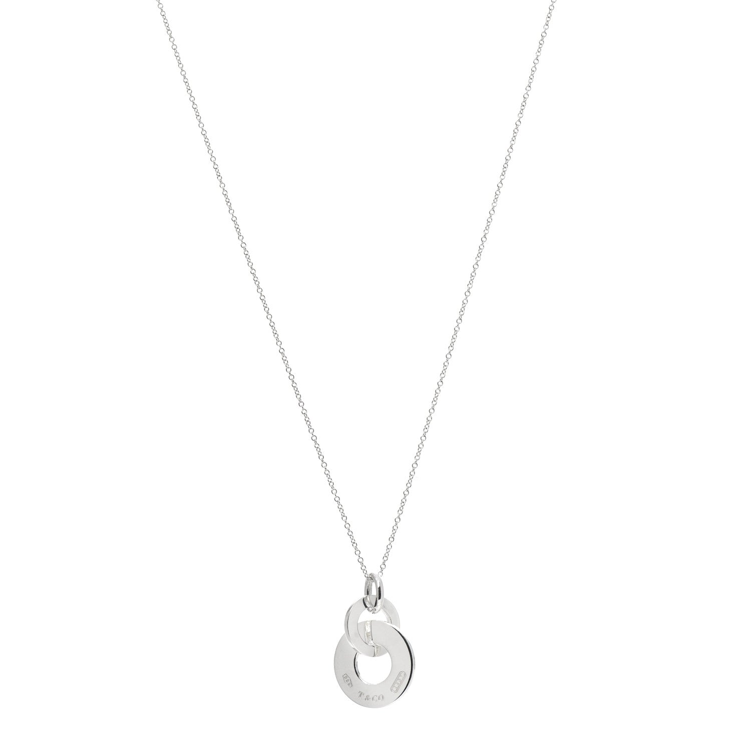 Tiffany Sterling Silver 1837 Double Interlocking Drop Pendant Necklace 1 of 6