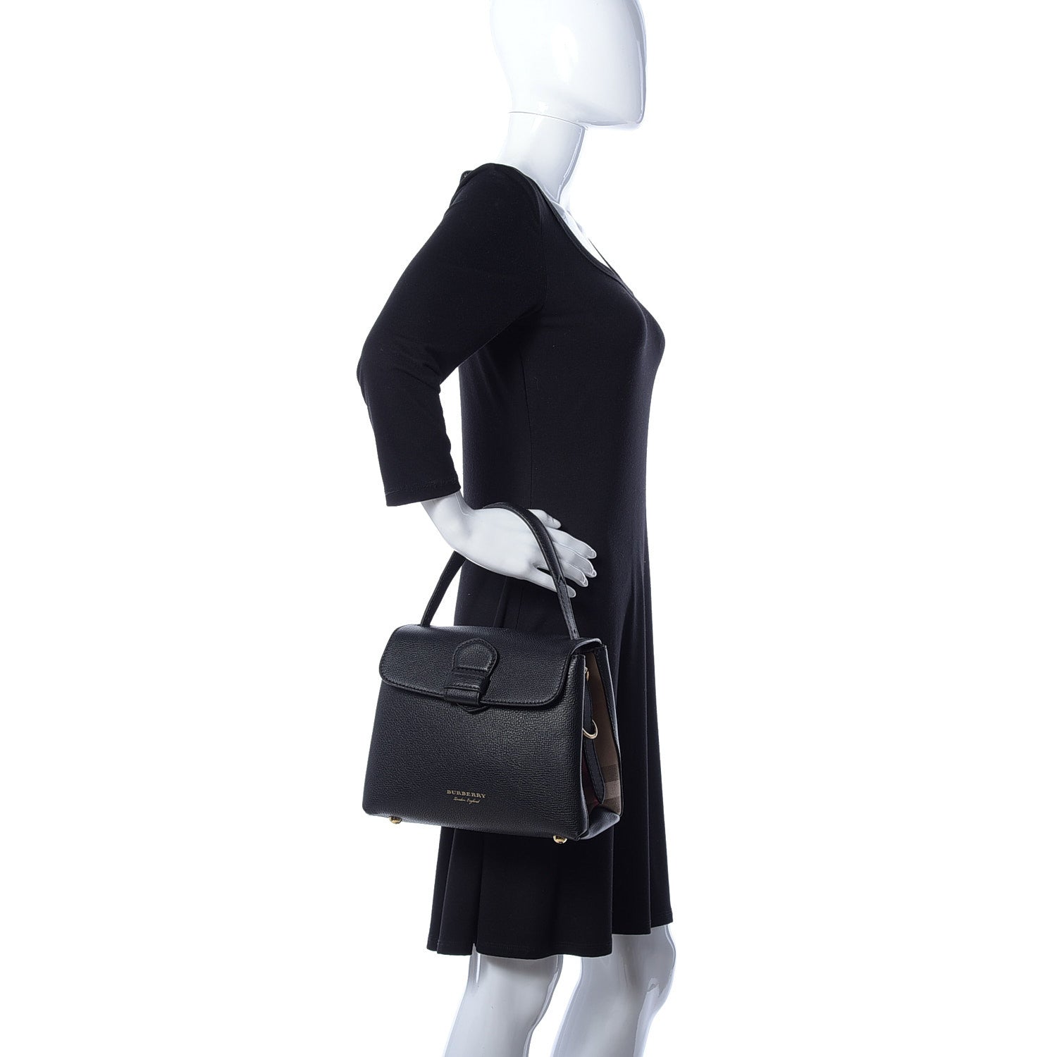 Burberry Derby Calfskin House Check Small Camberley Black 3 of 9