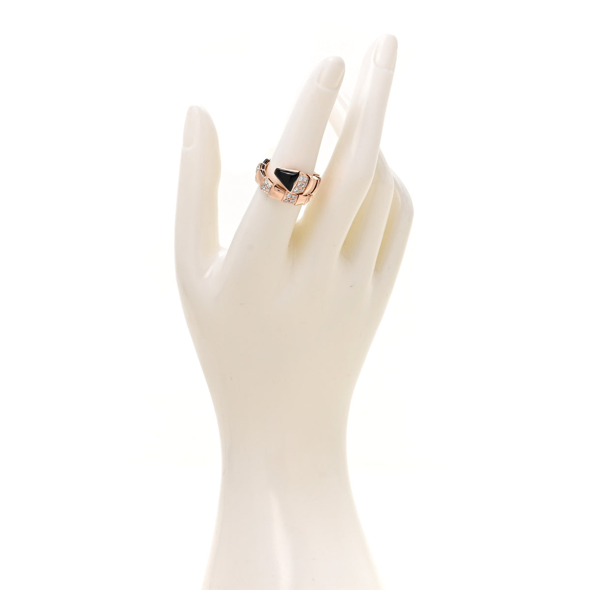 Bulgari 18K Rose Gold Diamond Black Onyx Serpenti Viper Ring M 2 of 5