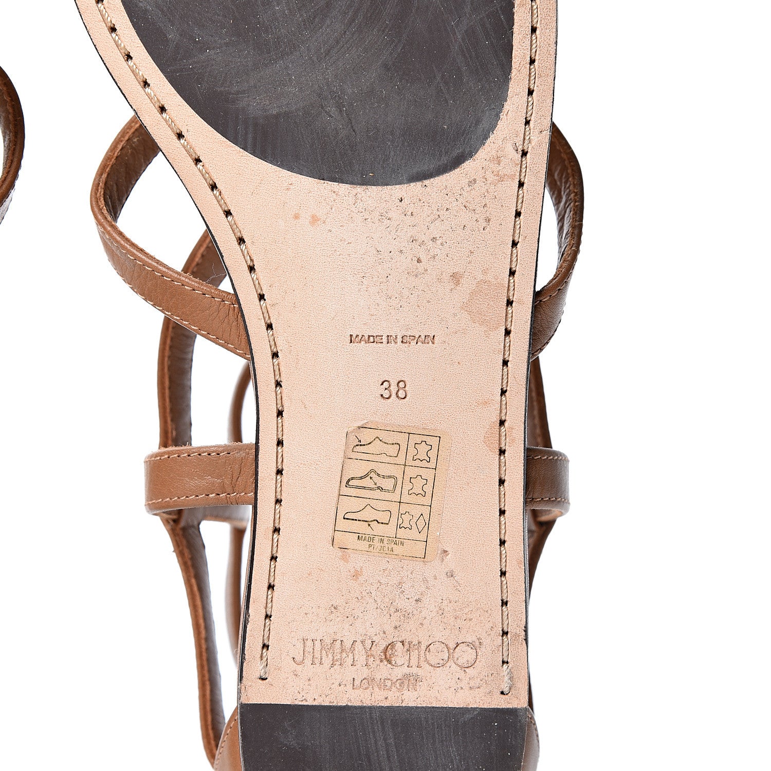 Jimmy Choo Calfskin Jeweled Nano Flat Sandals 38 Canyon 8 of 8