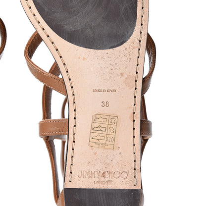 Jimmy Choo Calfskin Jeweled Nano Flat Sandals 38 Canyon 8 of 8