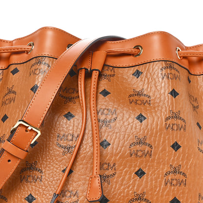 MCM Visetos Small Heritage Drawstring Bucket Bag Cognac 7 of 10