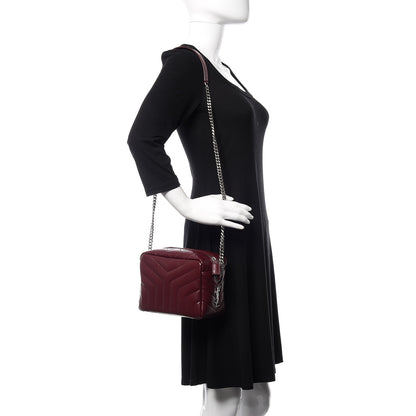 Saint Laurent Calfskin Y Quilted Monogram Small Loulou Bowling Bag Rouge Legion 2 of 9