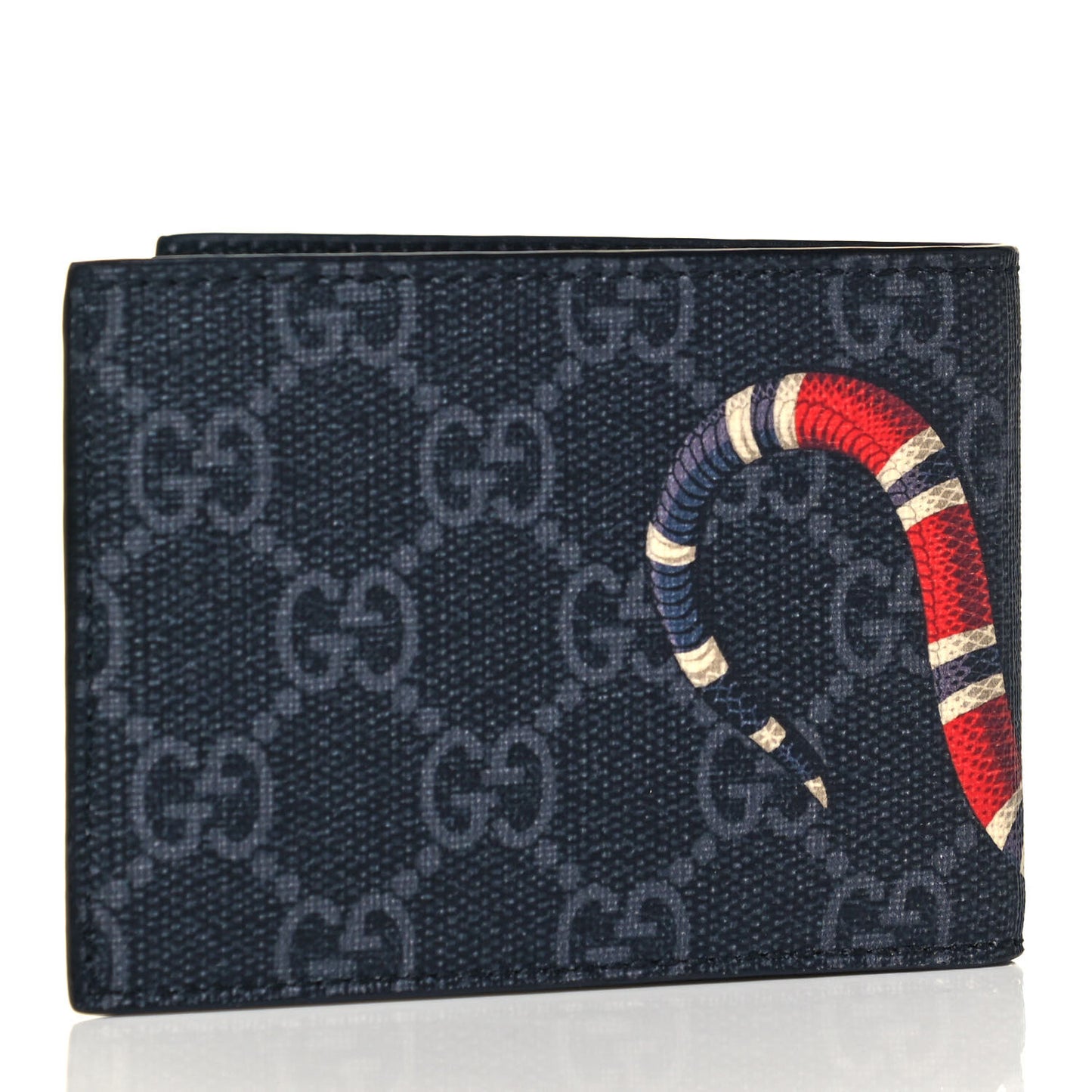 GG Supreme Monogram Kingsnake Bi-Fold Wallet Black Grey