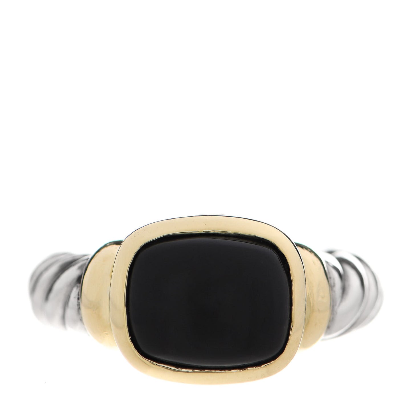 Sterling Silver 14K Yellow Gold Black Onyx 10mm Noblesse Ring 49 5