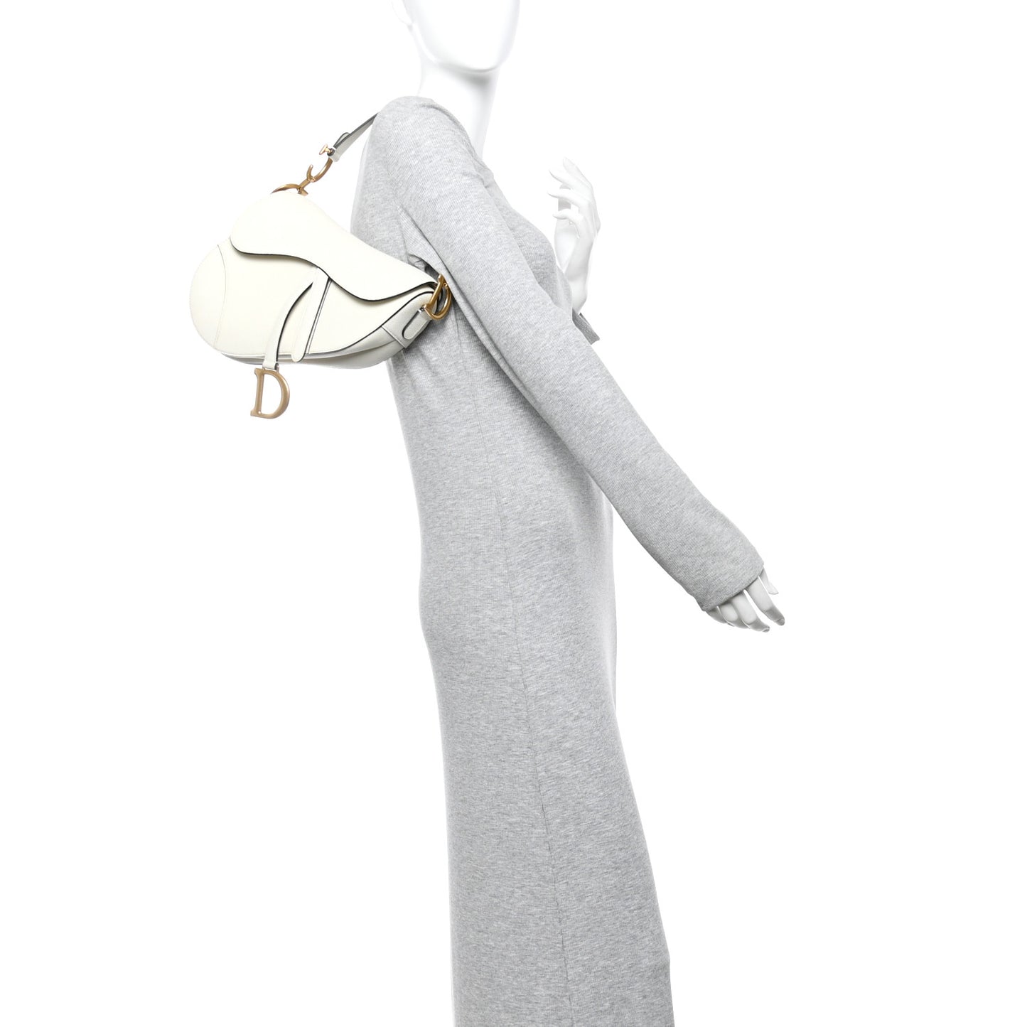 Grained Calfskin Saddle Bag With Strap Latte