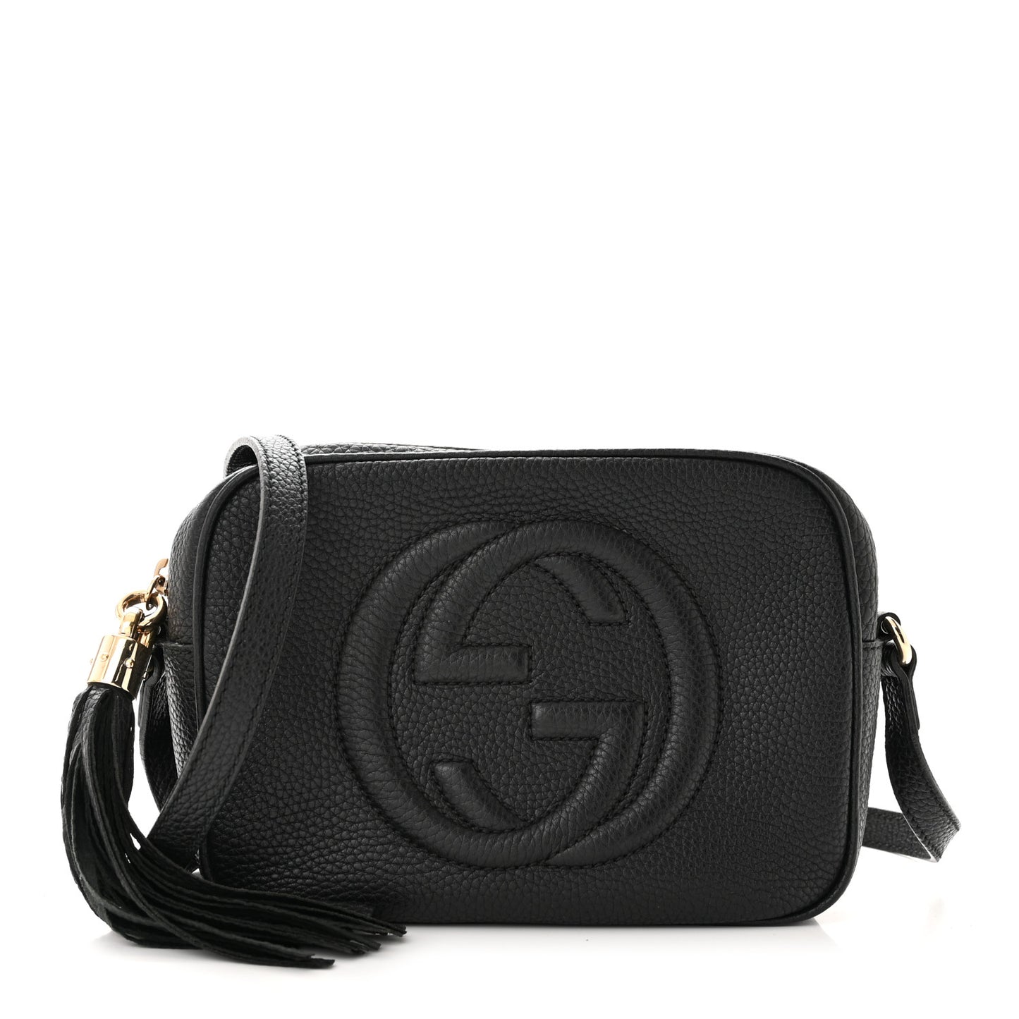 Pebbled Calfskin Small Soho Disco Bag Black