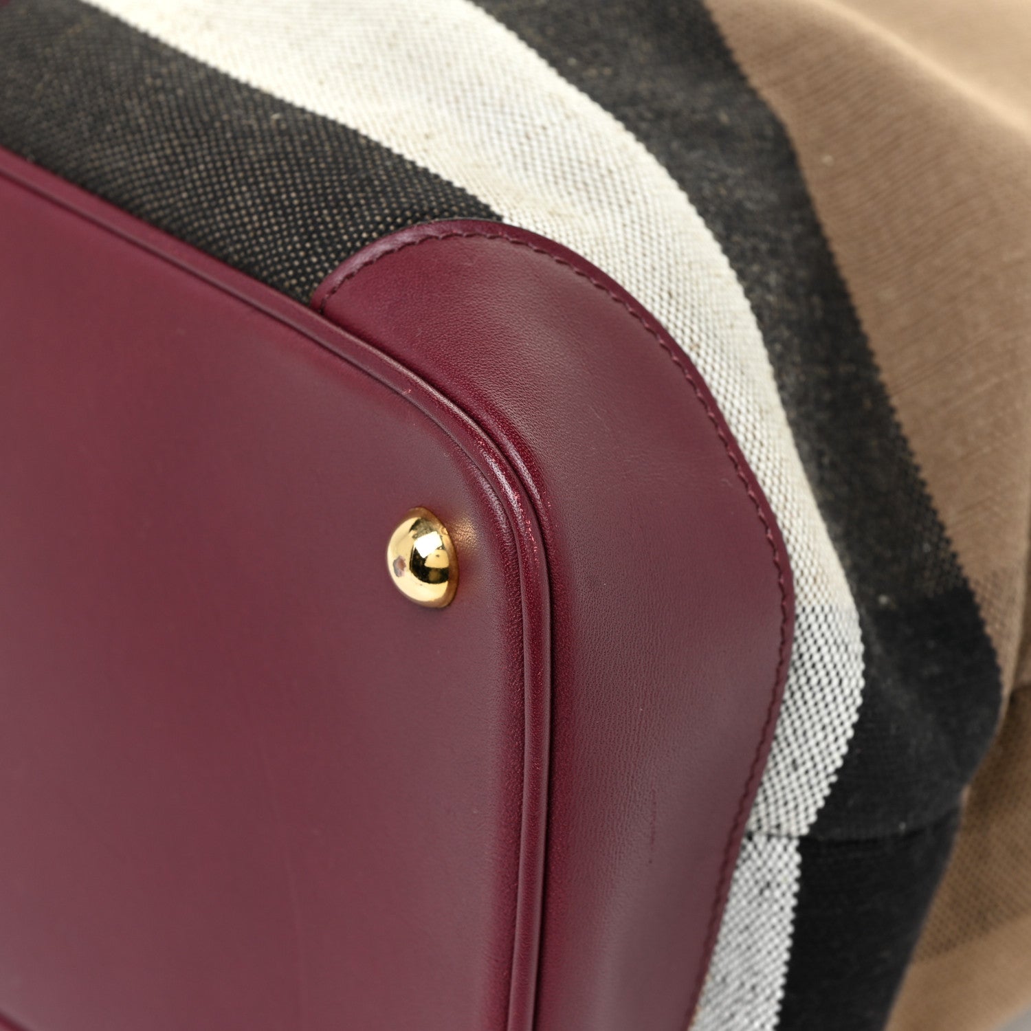 Burberry Canvas Mega Check Calfskin Medium Bloomsbury Saddle Burgundy 10 of 19
