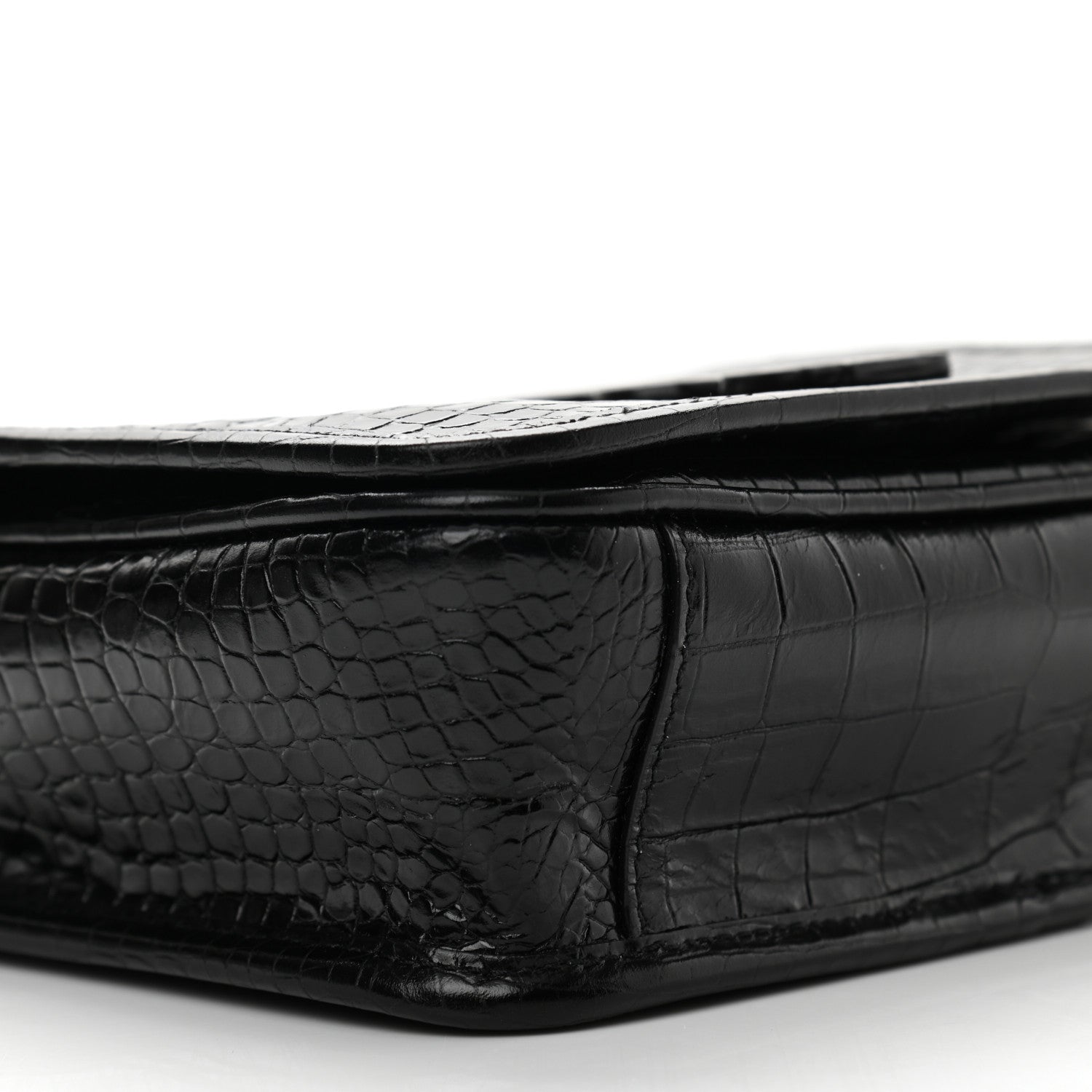 Saint Laurent Crocodile Embossed Lambskin Matelasse Monogram Niki Chain Wallet Black 9 of 11