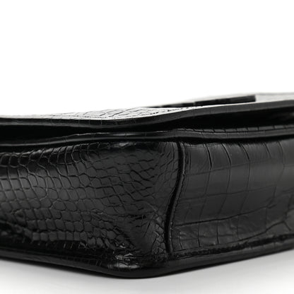 Saint Laurent Crocodile Embossed Lambskin Matelasse Monogram Niki Chain Wallet Black 9 of 11