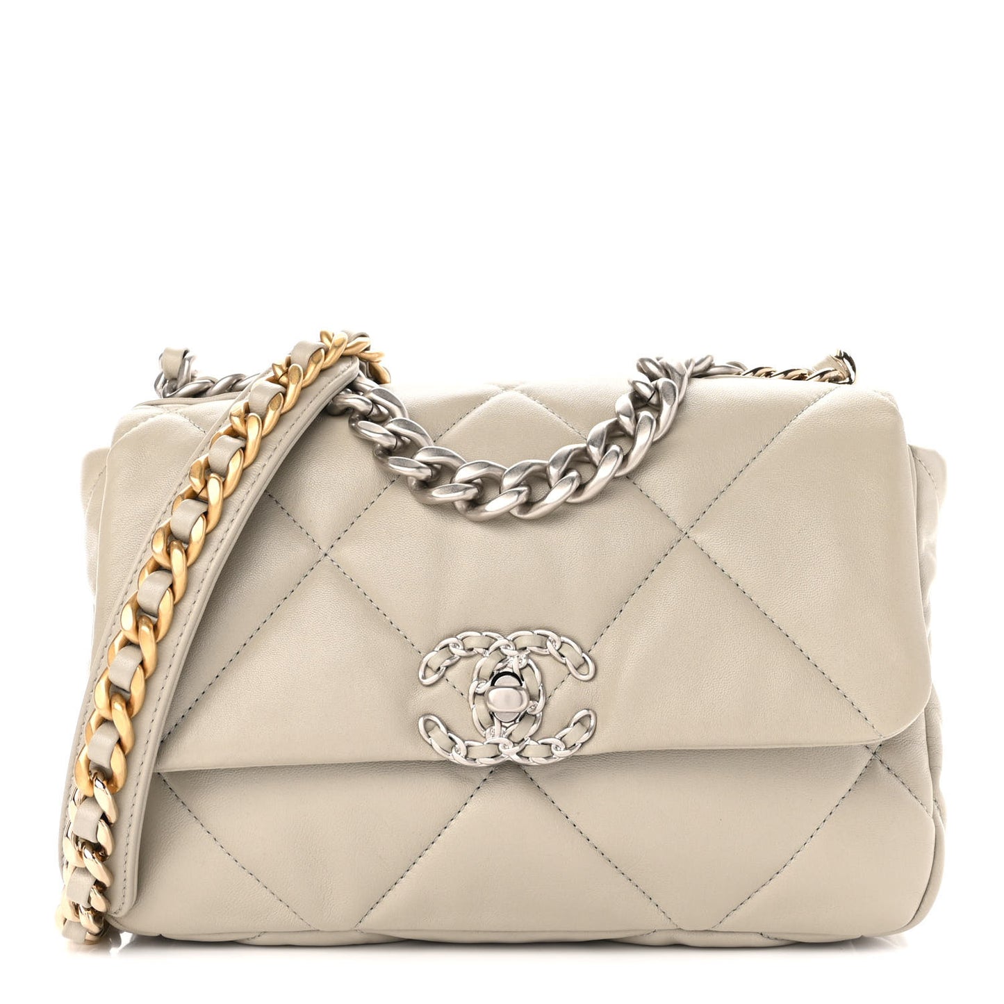 Lambskin Quilted Medium Chanel 19 Flap Grey