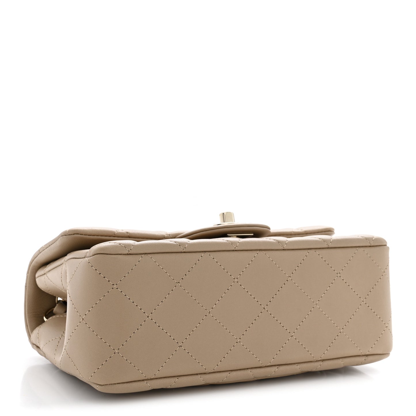 Lambskin Quilted Mini Rectangular Flap Beige