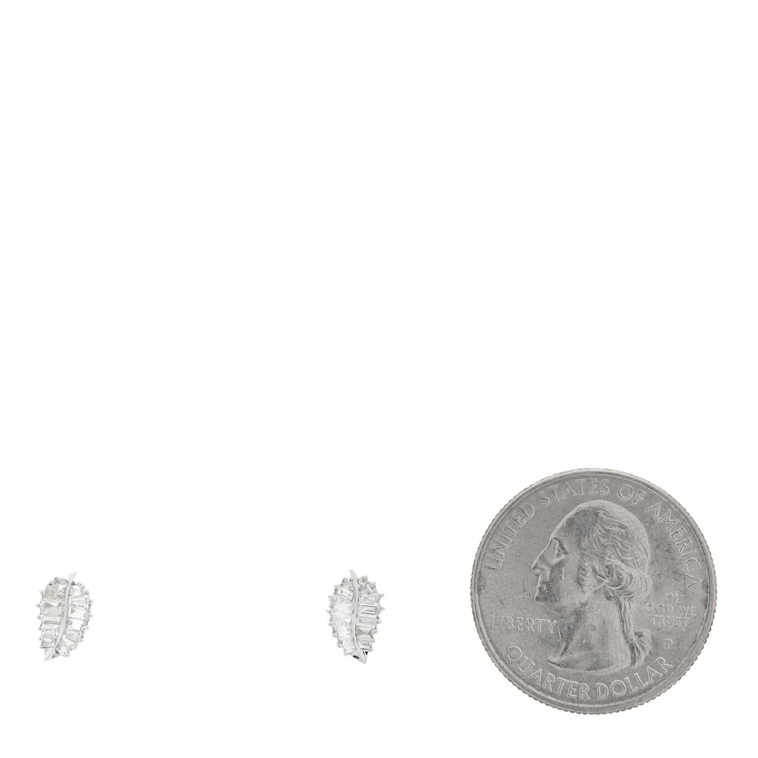 Anita Ko 18K White Gold Diamond Small Palm Leaf Earrings 2 of 4