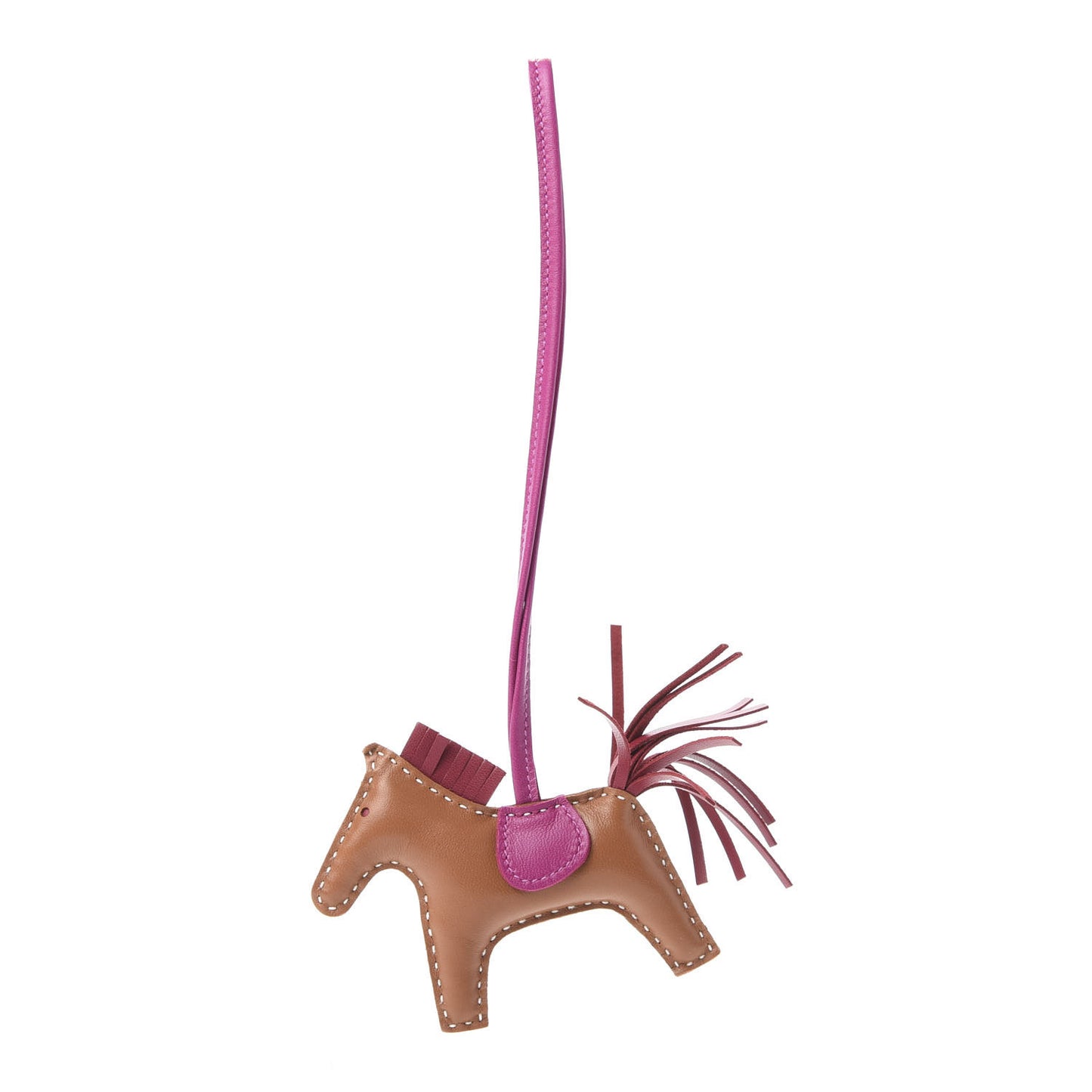 Milo Lambskin Grigri Rodeo Horse Bag Charm PM Sesame Grenat Rose Poupre