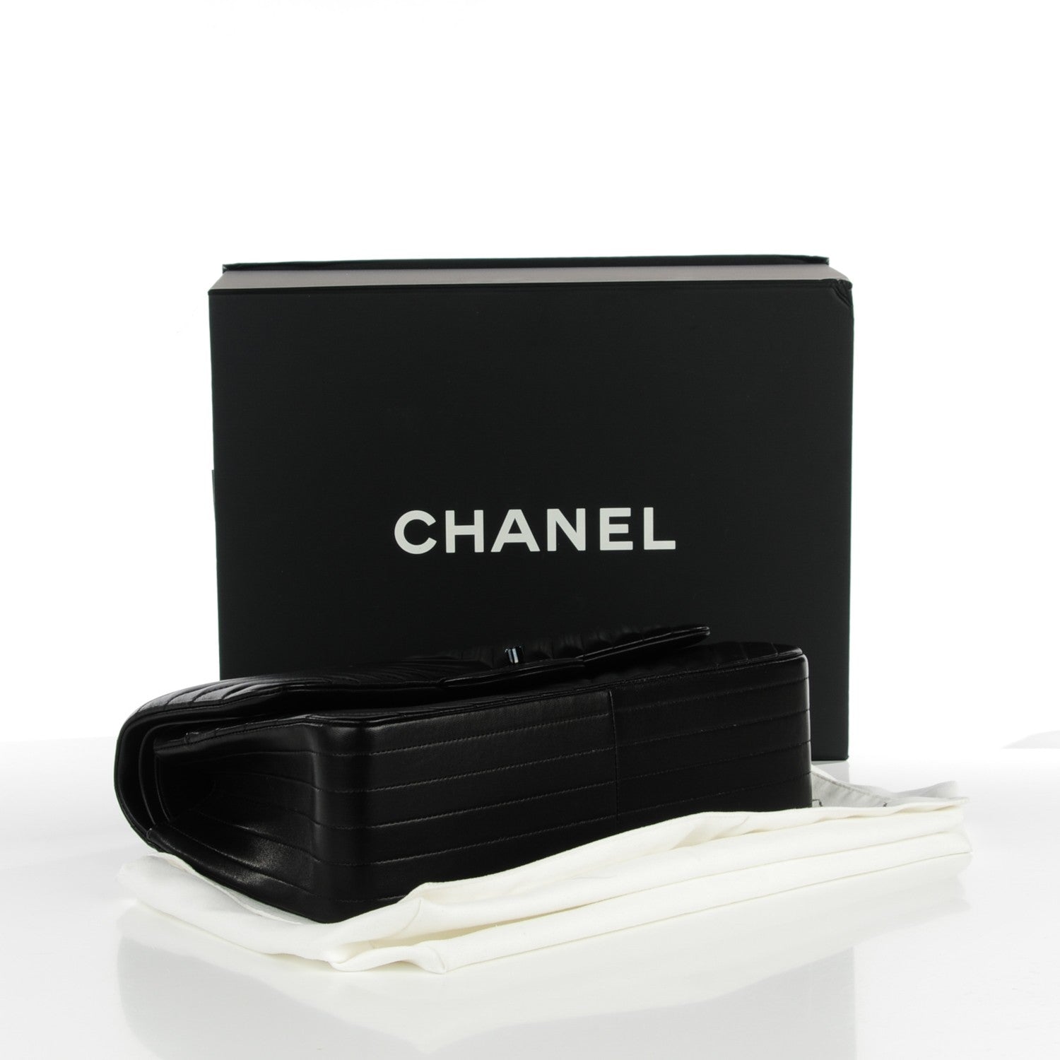 Chanel Lambskin Chevron Quilted Jumbo Double Flap So Black 4 of 8
