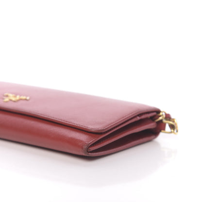 Prada Saffiano Metal Oro Chain Wallet Fuoco 9 of 13