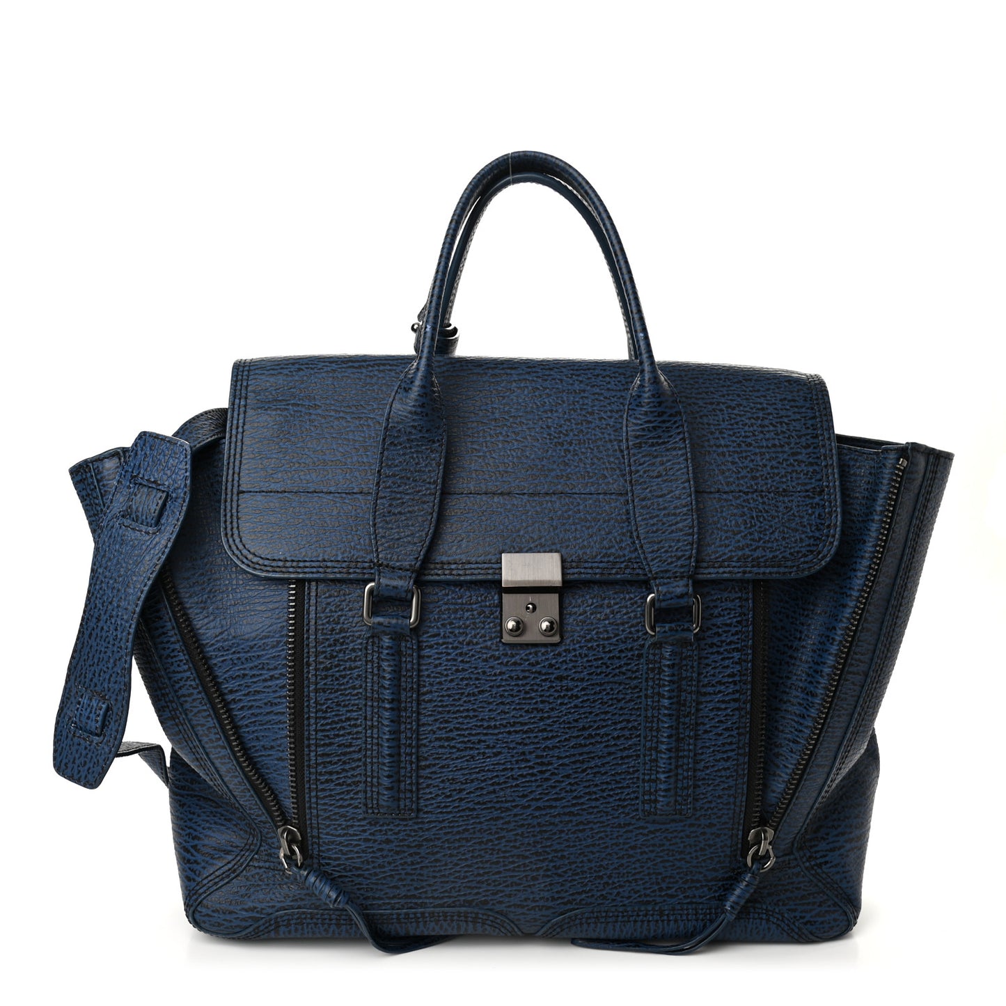 Textured Calfskin Large Pashli Satchel Ink