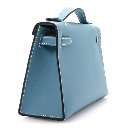 Hermes Swift Kelly Pochette Clutch Blue Jean 2 of 11