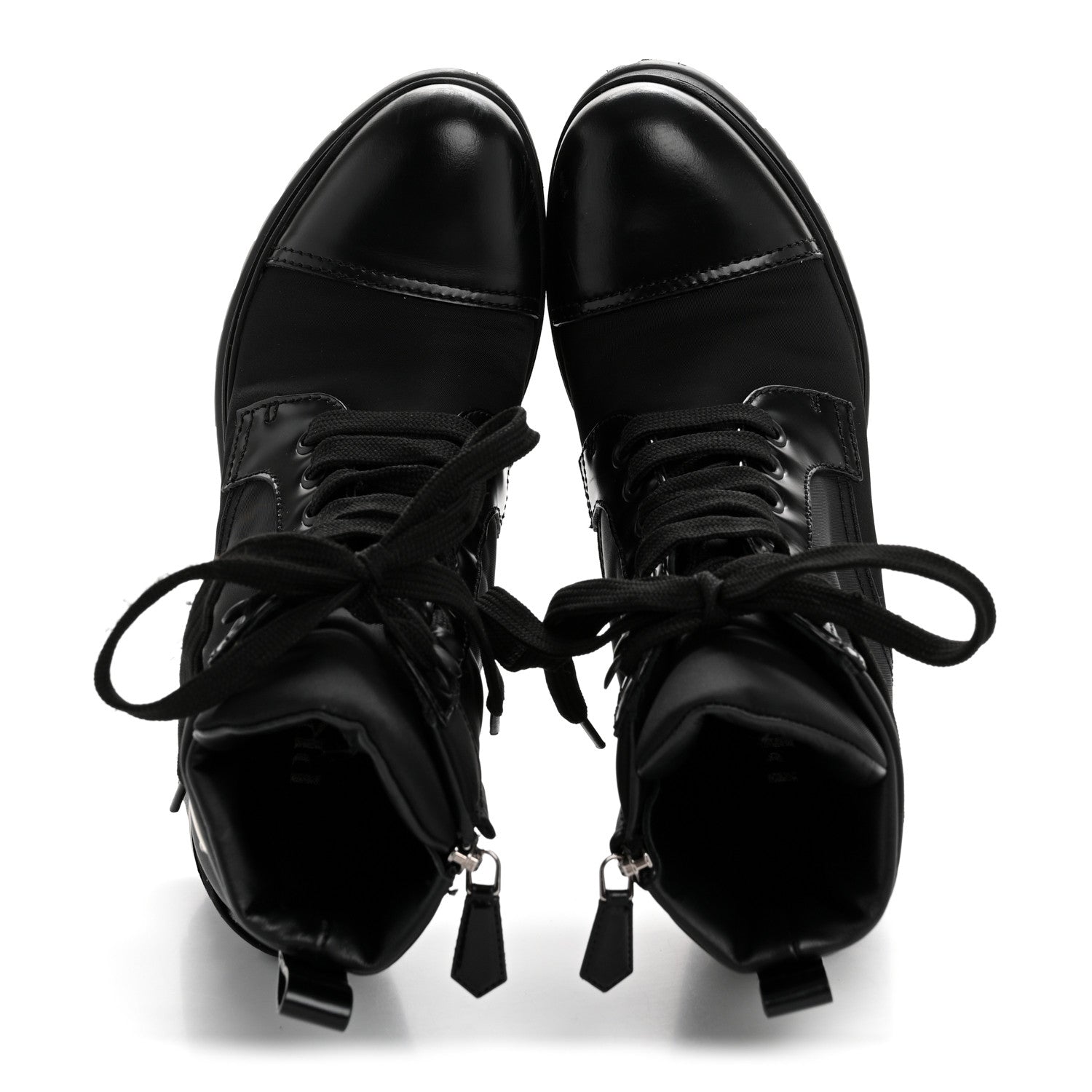 Prada Spazzolato Re-Nylon Metal Triangle Logo Lace Up 55mm Ankle Boots 36 Black 4 of 18