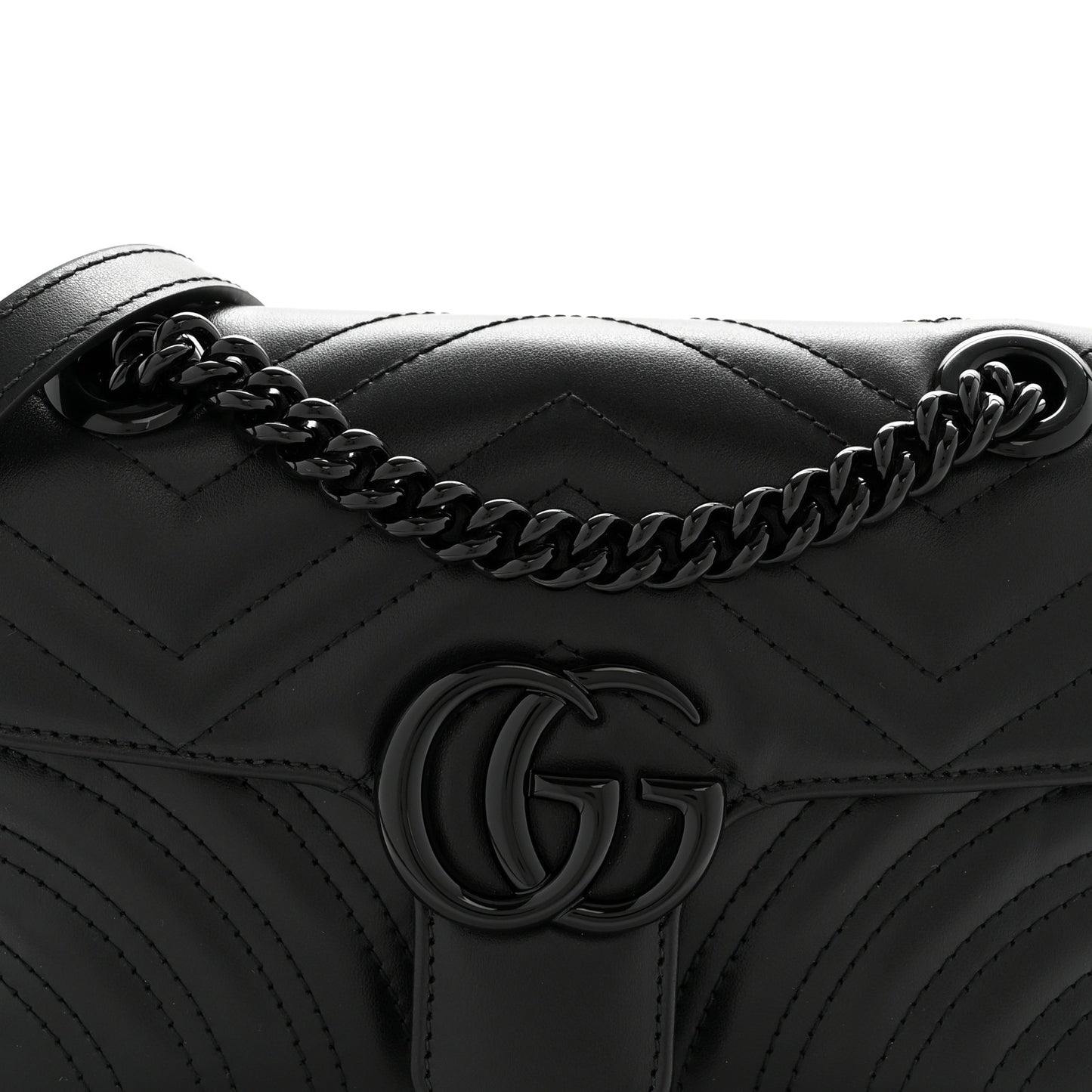 Calfskin Matelasse Monochrome Mini GG Marmont Shoulder Bag Black