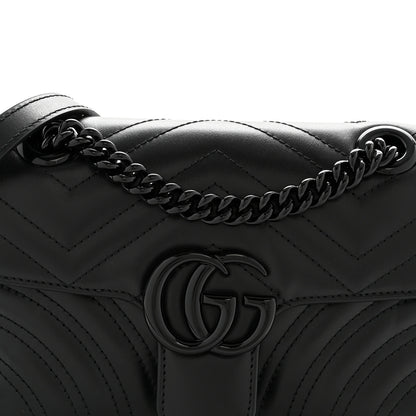 Gucci Calfskin Matelasse Monochrome Mini GG Marmont Shoulder Bag Black 8 of 12