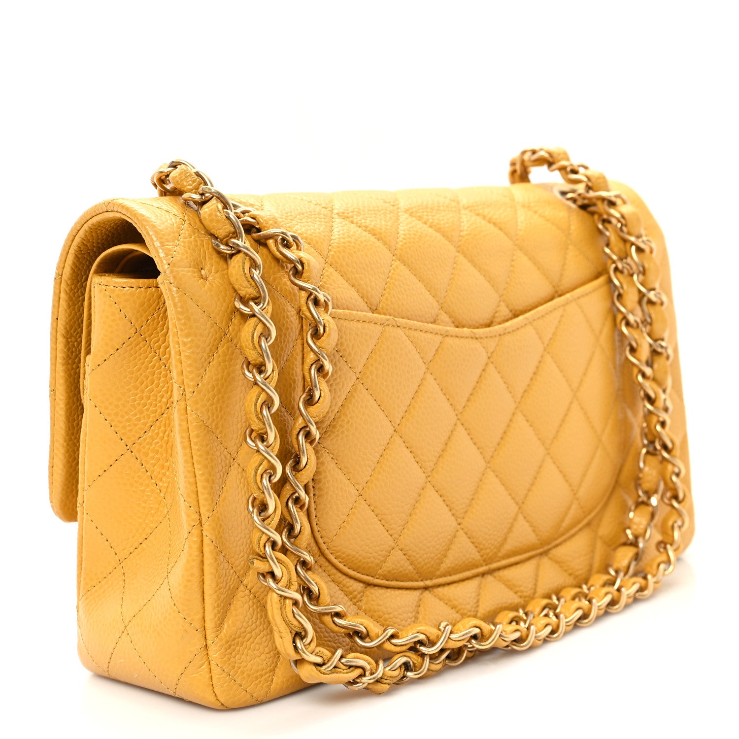Chanel Caviar Quilted Medium Double Flap Yellow 2 of 11