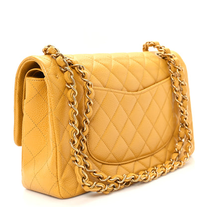 Chanel Caviar Quilted Medium Double Flap Yellow 2 of 11