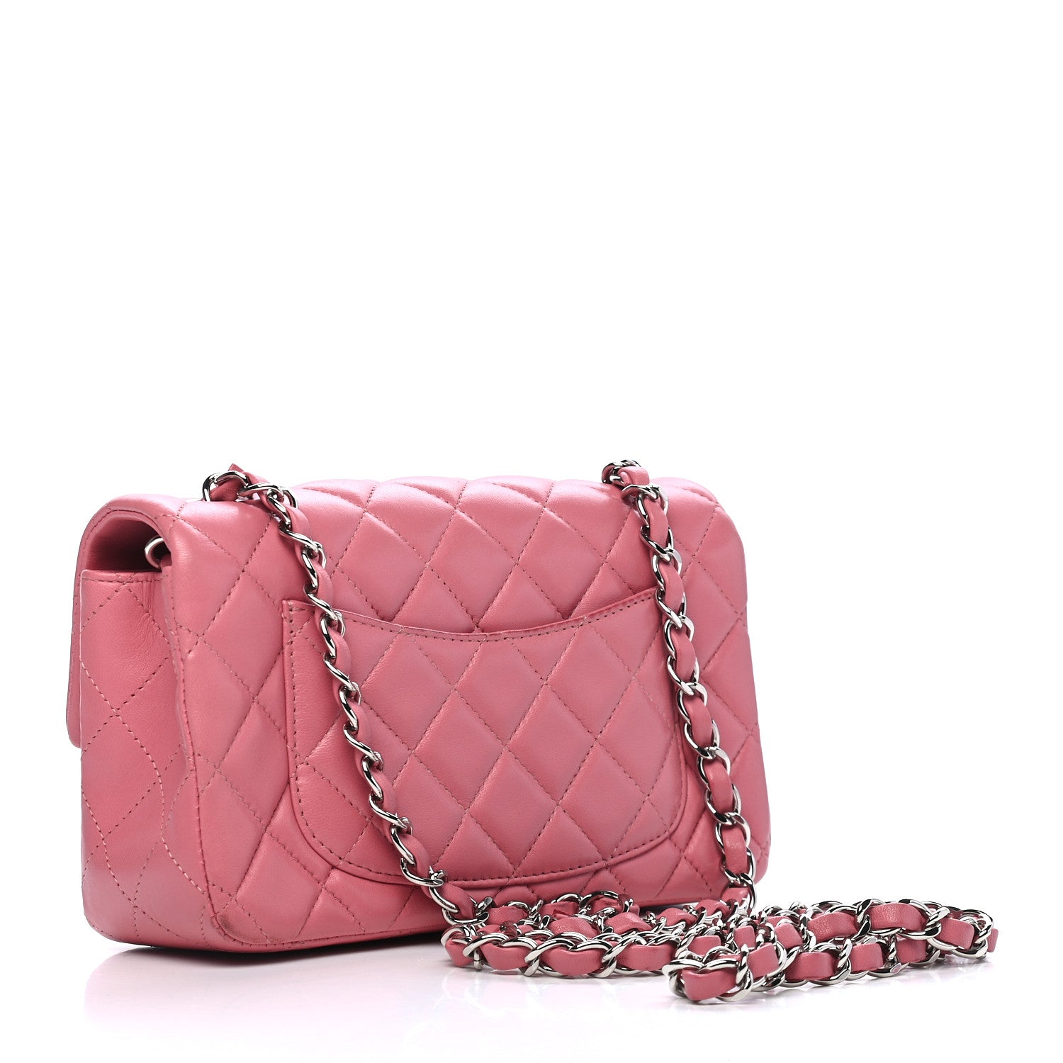 Chanel Lambskin Quilted Mini Rectangular Flap Pink 2 of 9