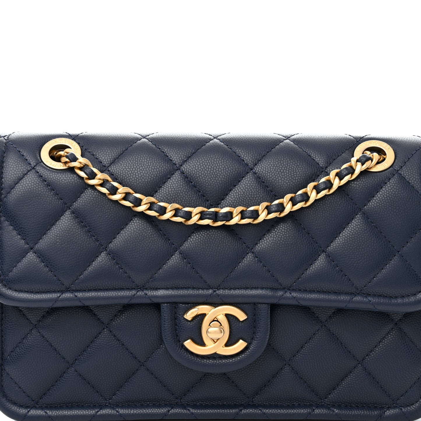 Caviar Quilted Medium Sweet Classic Flap Navy Blue