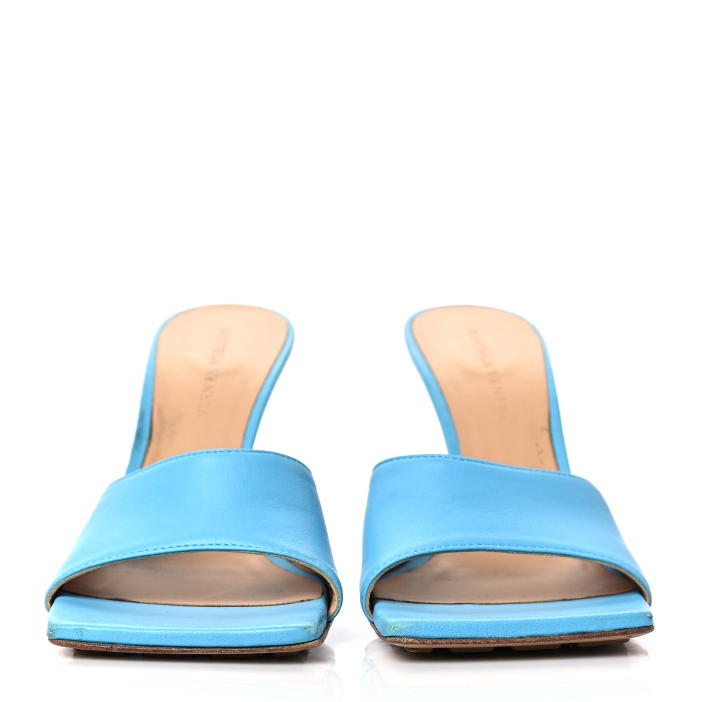 Lambskin Stretch Mule Sandals 39 Sky Blue