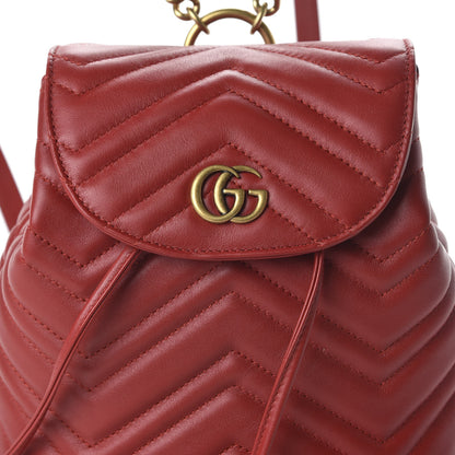 Gucci Calfskin Matelasse GG Marmont Flap Backpack Hibiscus Red 9 of 9