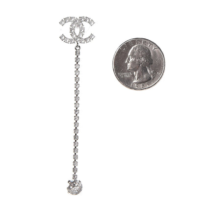 Chanel Baguette Crystal CC Drop Earrings Silver 2 of 5