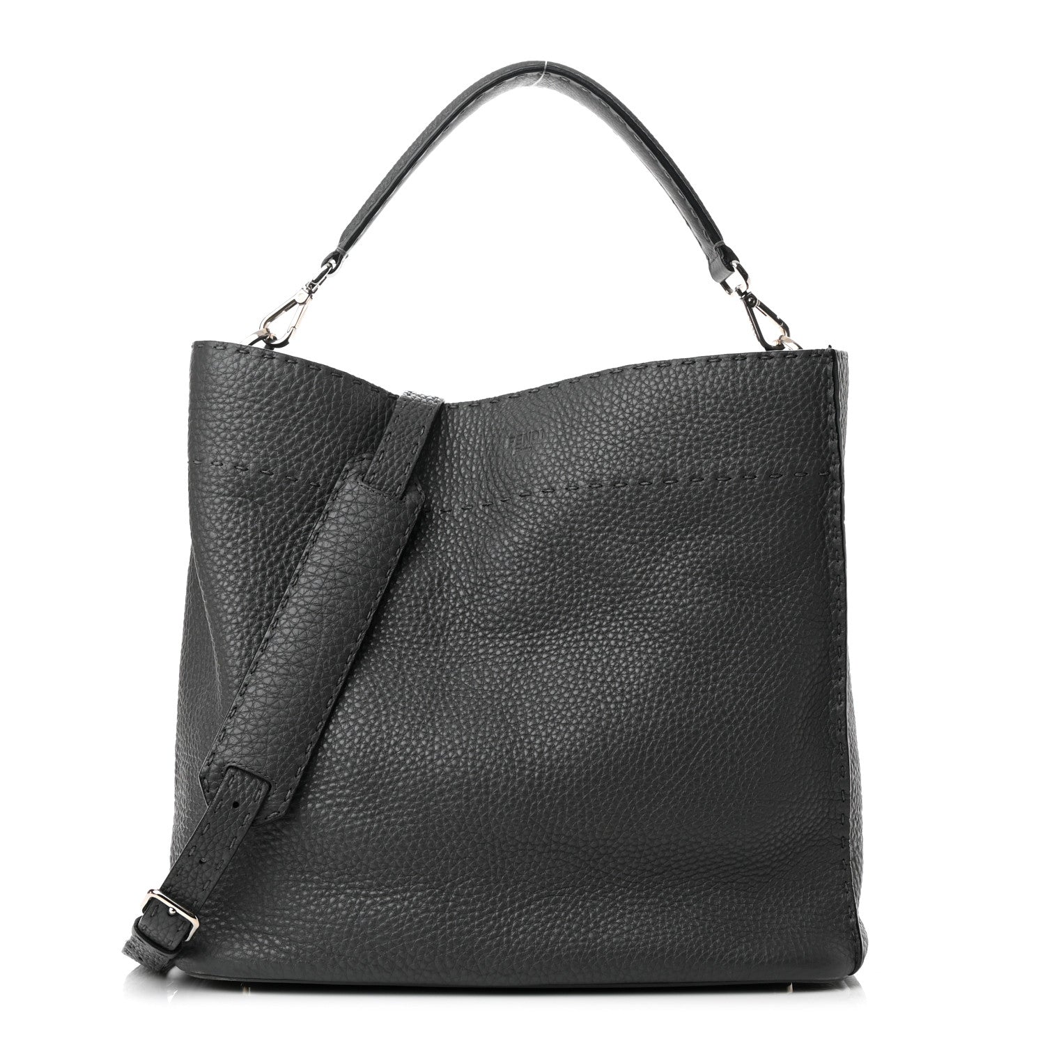 Fendi Cuoio Romano Selleria Large Anna Bucket Bag Asfalto 1 of 11
