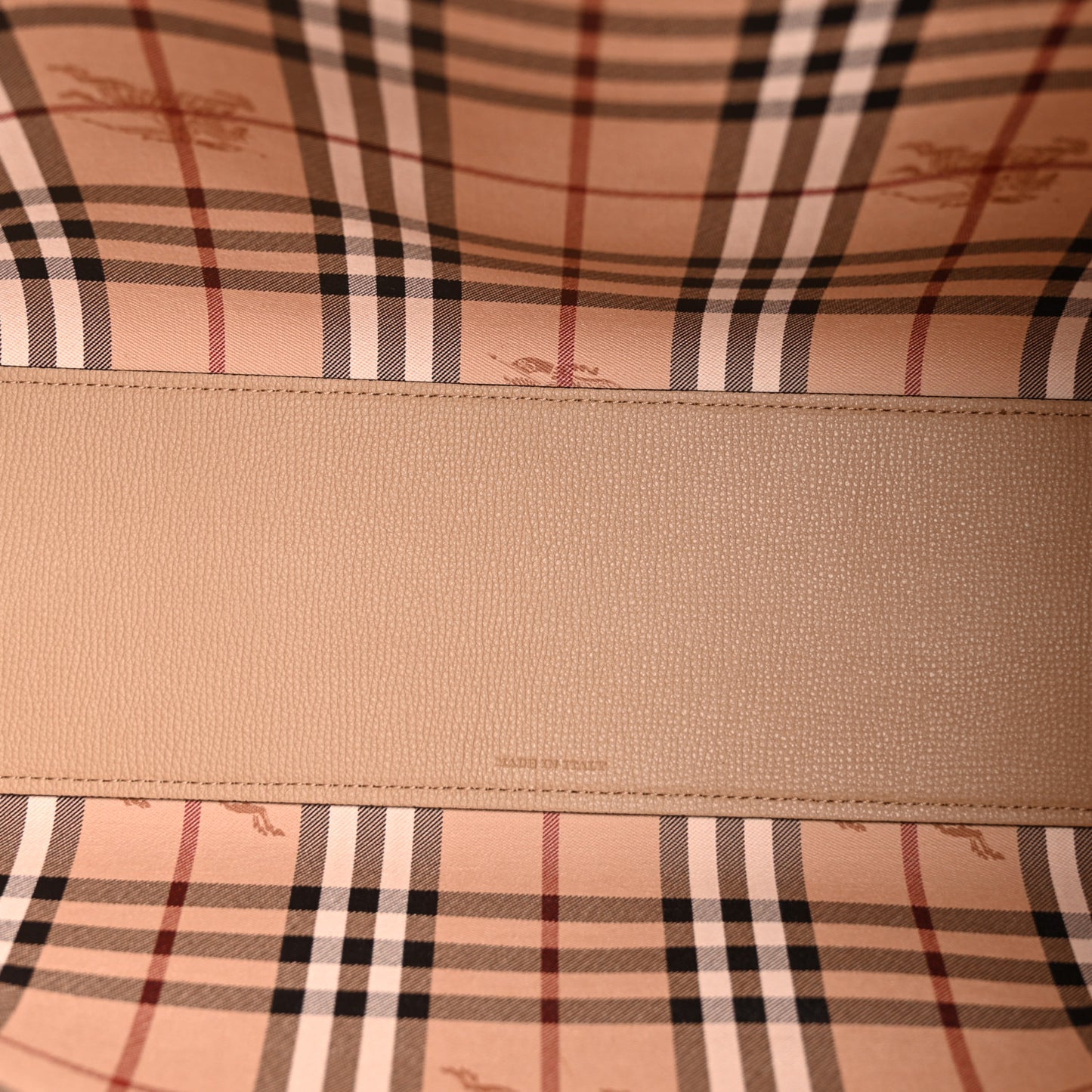 Grainy Calfskin Haymarket Check Medium Reversible Tote Camel