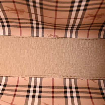 Burberry Grainy Calfskin Haymarket Check Medium Reversible Tote Camel 8 of 20