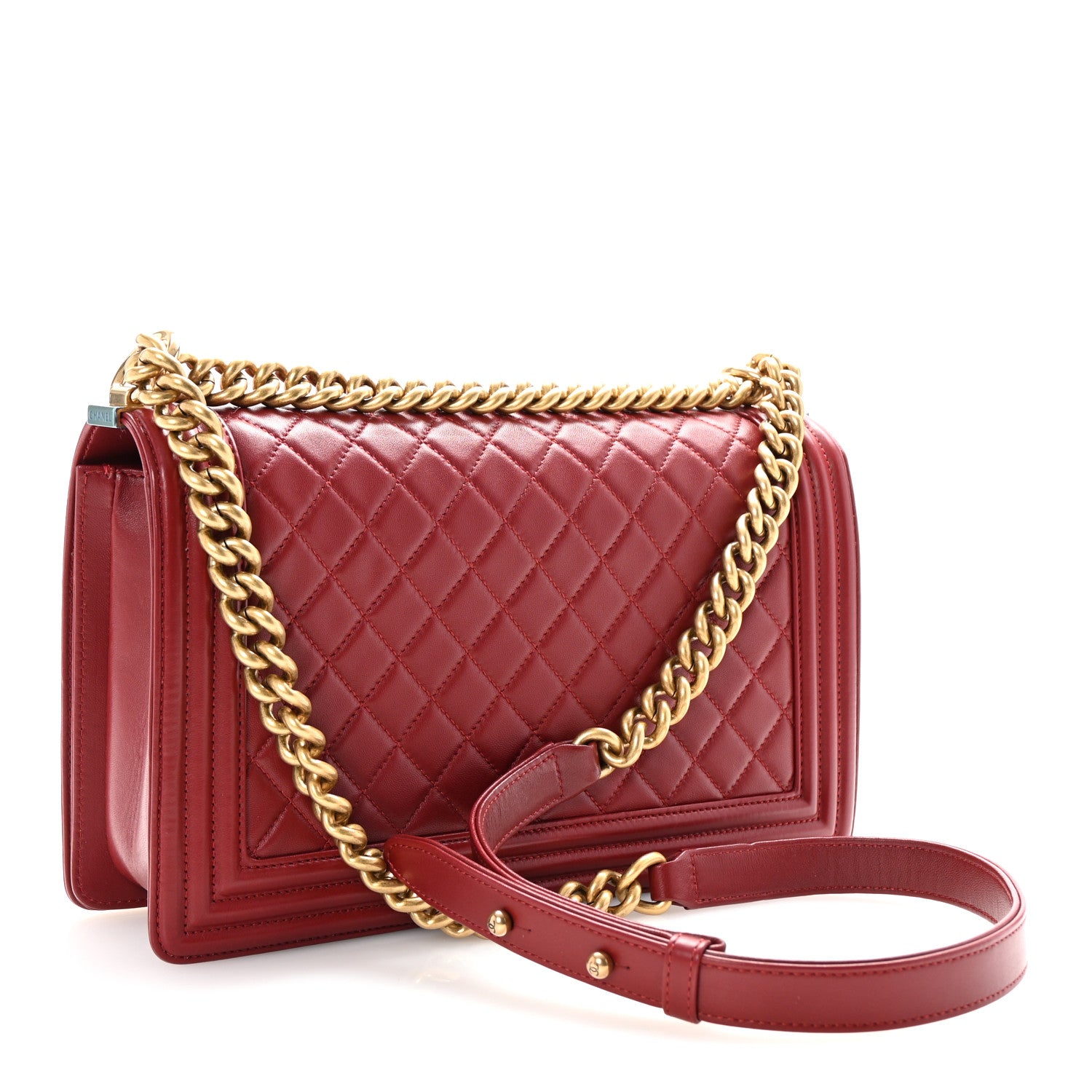 Chanel Lambskin Quilted New Medium Boy Flap Dark Red 2 of 10