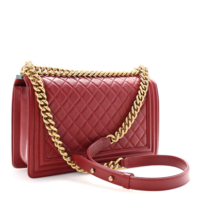 Chanel Lambskin Quilted New Medium Boy Flap Dark Red 2 of 10