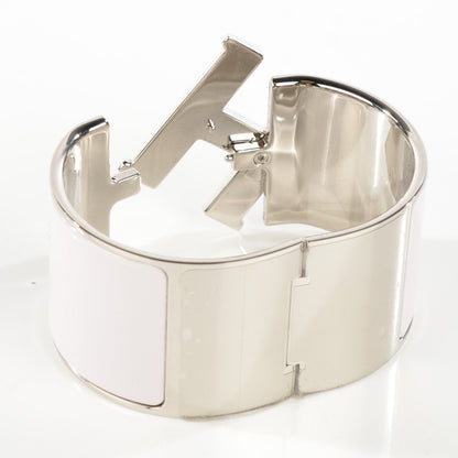 Hermes Enamel Extra Wide Clic H Bracelet PM Nymph Pink White 3 of 5