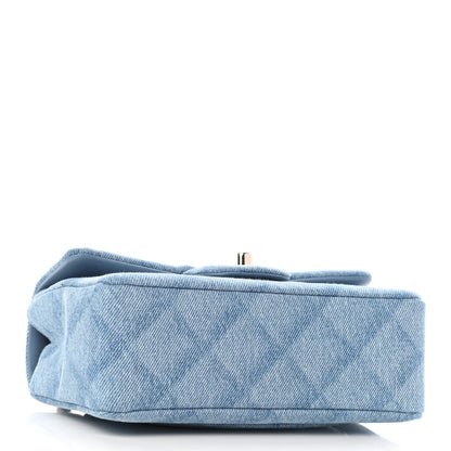Chanel Denim Quilt Print Mini Rectangular Flap Light Blue 4 of 10