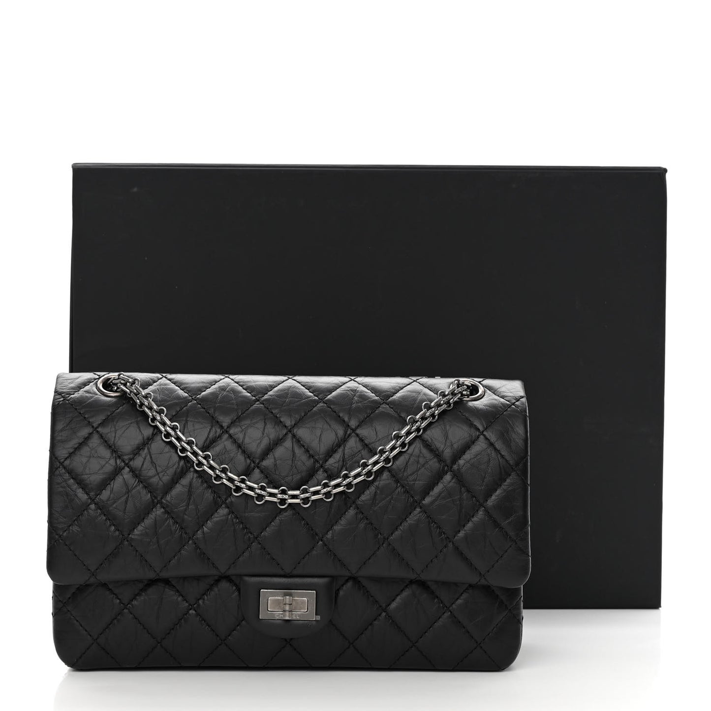Aged Calfskin Quilted 2.55 Reissue 226 Flap Black