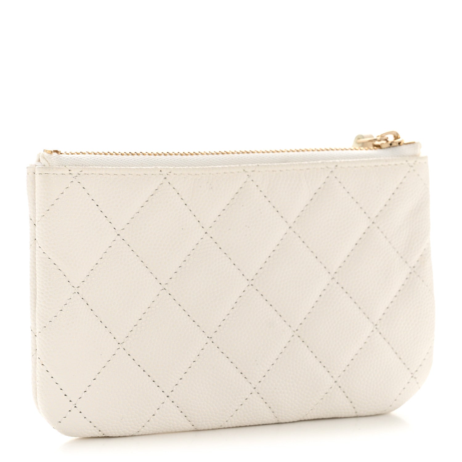 Chanel Caviar Quilted Small Cosmetic Case White 3 of 12