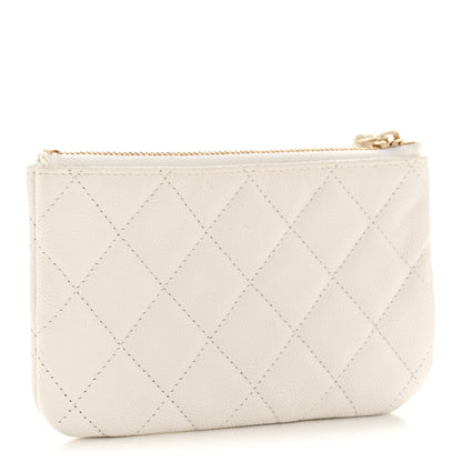 Chanel Caviar Quilted Small Cosmetic Case White 3 of 12