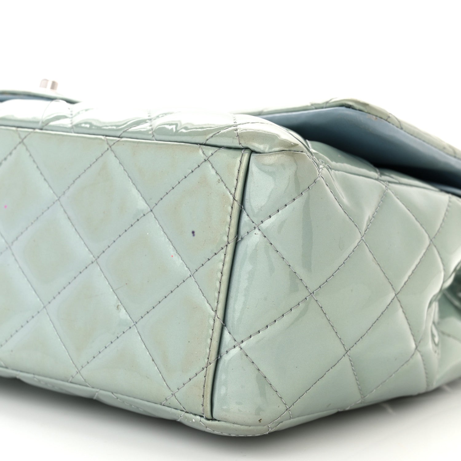 Chanel Patent Quilted Maxi Double Flap Light Blue 10 of 16